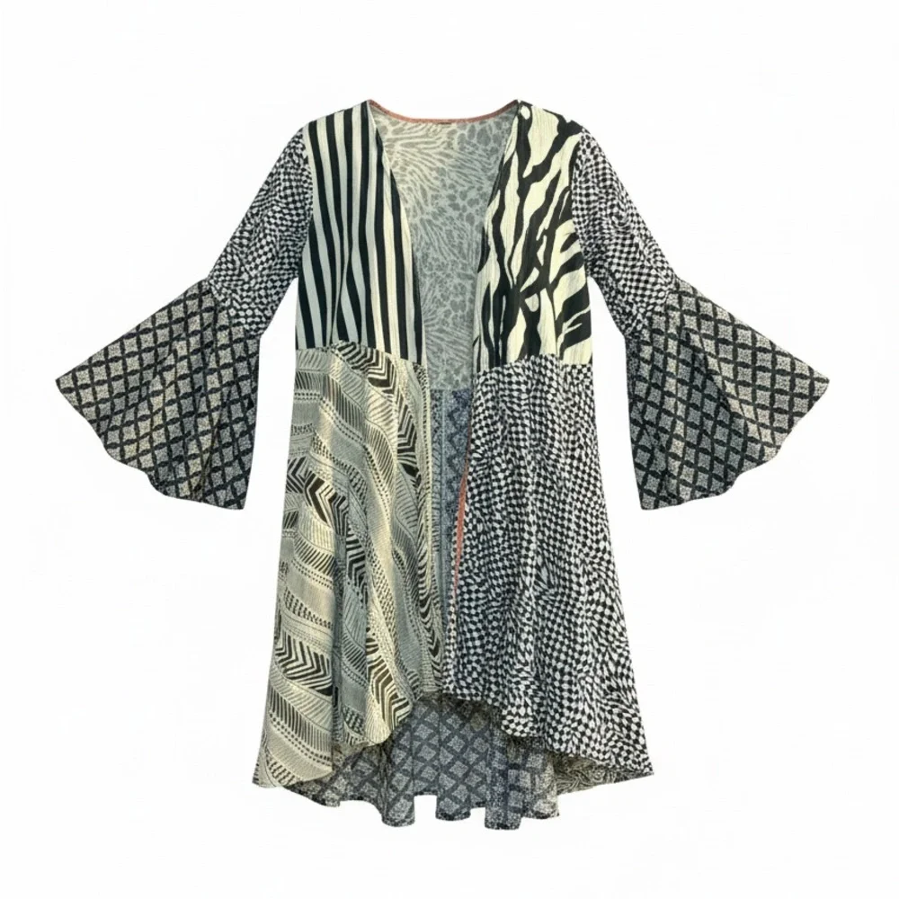 Sacred Threads Black and White Patterned Kids Dress - Picture 1 of 16